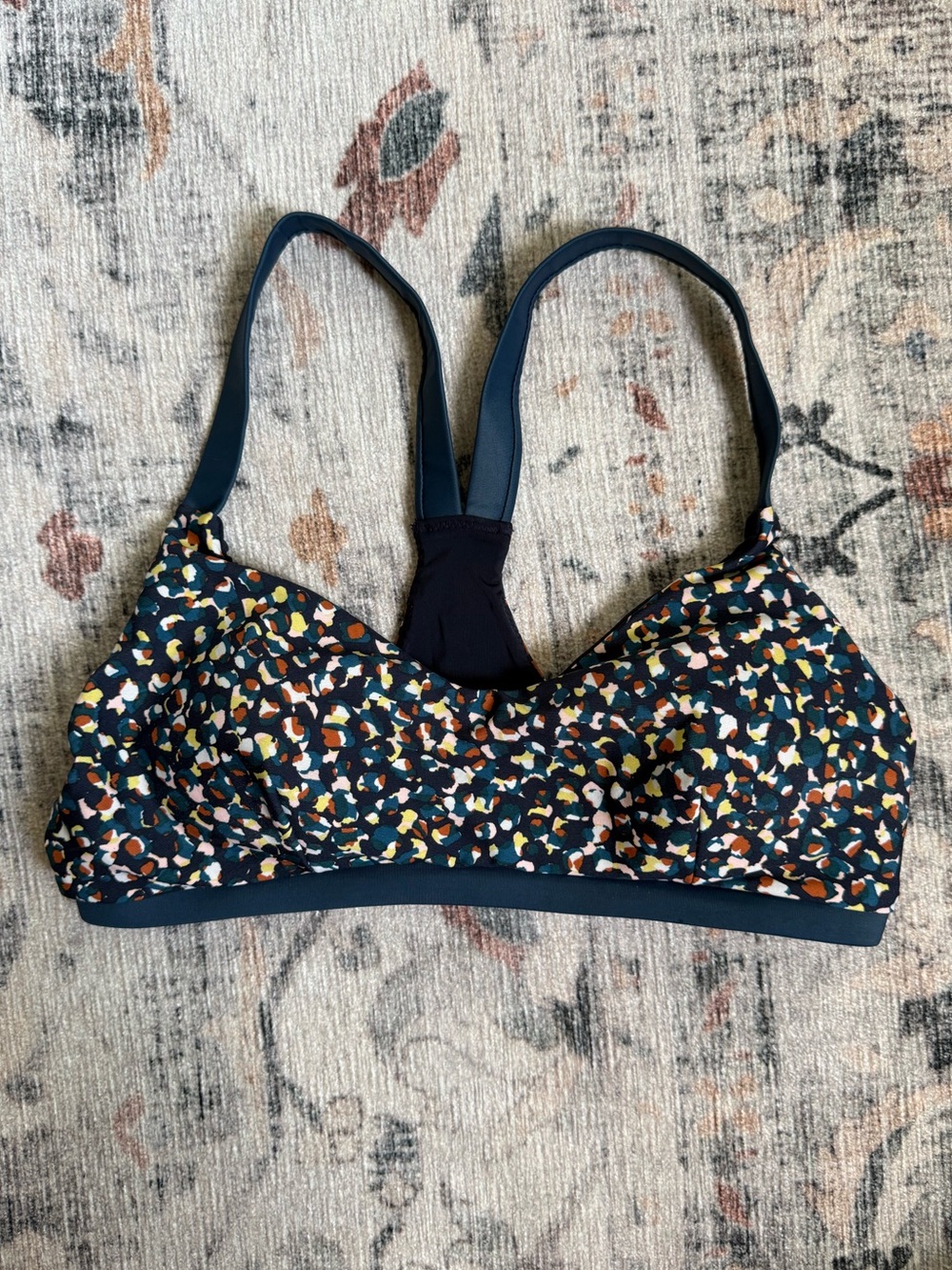 The Upside Navy Multicolor Confetti Swim Bralette